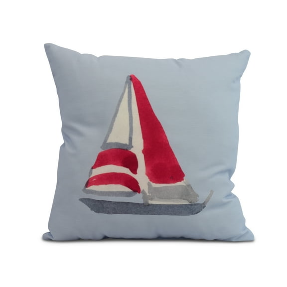 Simply Daisy, 18" x 18" Sail Away, Geometric Print Outdoor Pillow, Blue