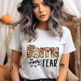 thumbnail image 2 of FAITH over FEAR Retro Floral Shirt | Groovy Christian Boho Graphic Tee for Women, Dark Heather, Size 3XL, 2 of 6