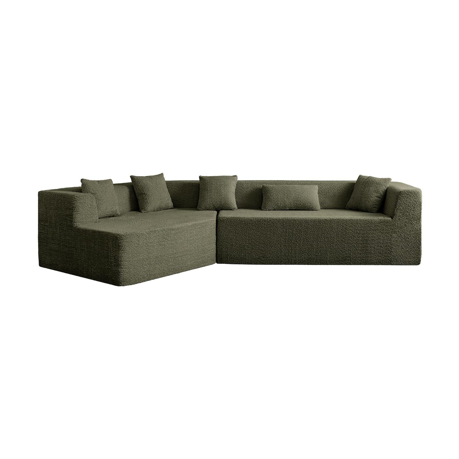 Demi Bonn 127.5" Sectional Cloud Sofa with Deep Seat, Comfortable Large Couch for Living Room Furniture, No Assembly Required, Green