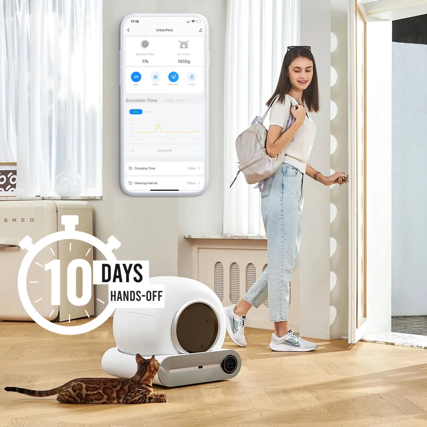 Glavbiku Smart Self-Cleaning Cat Litter Box with Liner,Odor Removal, App Control Support 2.4G wifi
