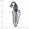 thumbnail image 3 of Auriga 925 Sterling Silver Antiqued Green/Red/Blue Epoxy Marcasite Peacock Slide Pendant, 3 of 6