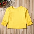 thumbnail image 3 of Faithtur Toddler Baby Girl Long Sleeve T-shirt Crew Neck Cotton Ruffles Solid Color Tops for Spring and Autumn, 3 of 10