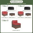 thumbnail image 6 of Aoxun 10 Piece Patio Furniture Set Wicker Rattan Patio Conversation Set Outdoor Sectional Sofa Set with Coffee Table and 4” Thickened Cushions, Red (Waterproof Cover Included), 6 of 8