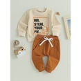 thumbnail image 3 of Faithtur Toddler Boys 2PCS Pants Sets Long Sleeve Letter Print Sweatshirt Tops and Drawstring Pants Sets, 3 of 9