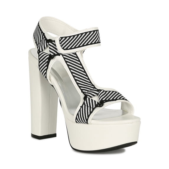 Women Triangle Ring Harness Strap Chunky Platform Heel Sandal 18907