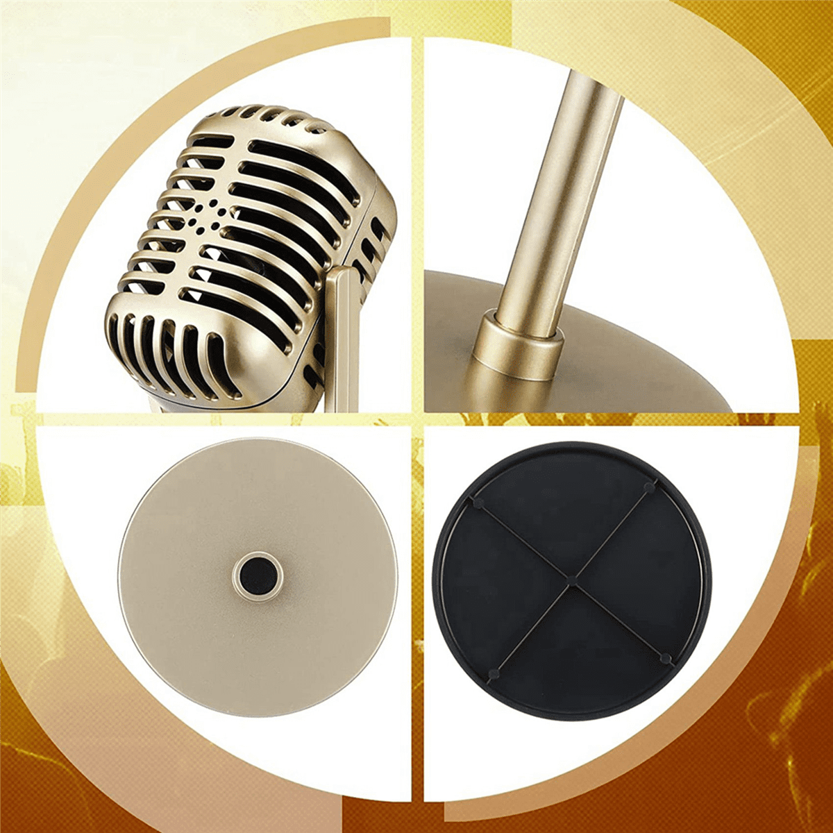 8Pcs Retro Microphone Props Model Vintage Microphone Antique Microphone Toy Microphone Stage Table Decor,Gold