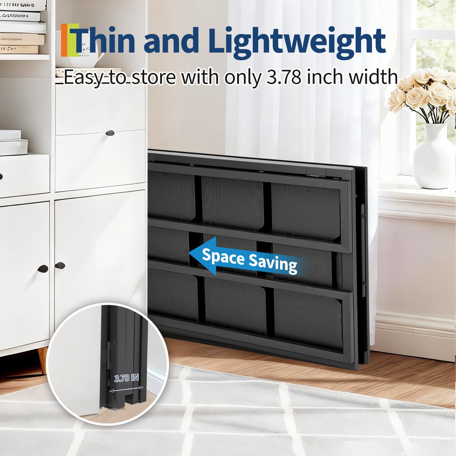 Towallmark 35 Inch Folding Computer Desk with Storage Shelf, Small Space Writing Desk No Assembly Required for Home Office, Bedroom, Dorm, Apartment, Black