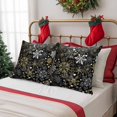 thumbnail image 6 of Outdoor Pillow Covers Waterproof Pillow Cases Protector Abstract Gold Christmas Snowflakes on Black Pillowcase Pack of 2 Love Heart Throw Cushion Case for Pation Furniture,Couch,Sofa, 16x16 in, 6 of 9