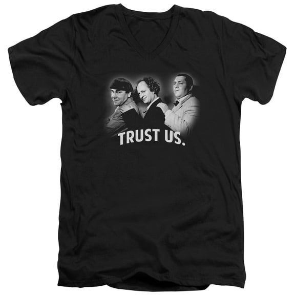 Three Stooges - Turst Us - Slim Fit V Neck Shirt - XX-Large