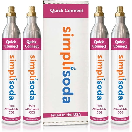 Simpli Soda 60L CO2 Canister Cylinders - Compatible with Sodastream Quick Connect only [Including ART, TERRA ENSO & DUO] - Soda Streaming Machine CO2 Tanks Gas Refill, | 14.5 oz, Set of 4