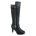 thumbnail image 1 of Bottes à Talons Hauts à Fermeture Éclair à Bout Rond Décontractées pour Femmes Dames Mode (Noir, 6.5), 1 of 5
