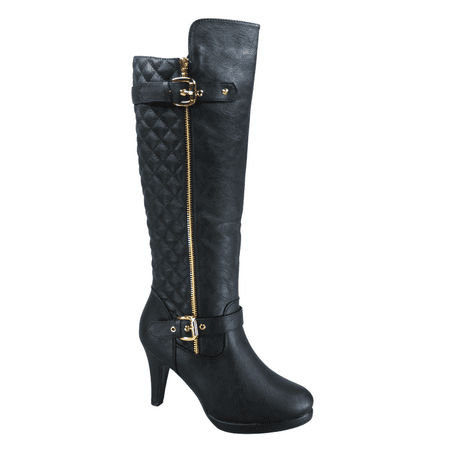 

Women s Ladies Fashion High Heel Zip Round Toe Casual Dress Heel Boots Shoes (Black 6.5)