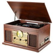 Caymuller Bluetooth Record Player 10 in 1, 3-Speed Turntable for Vinyl with Speakers, LP to MP3 Converter, CD, Cassette Player, FM Radio