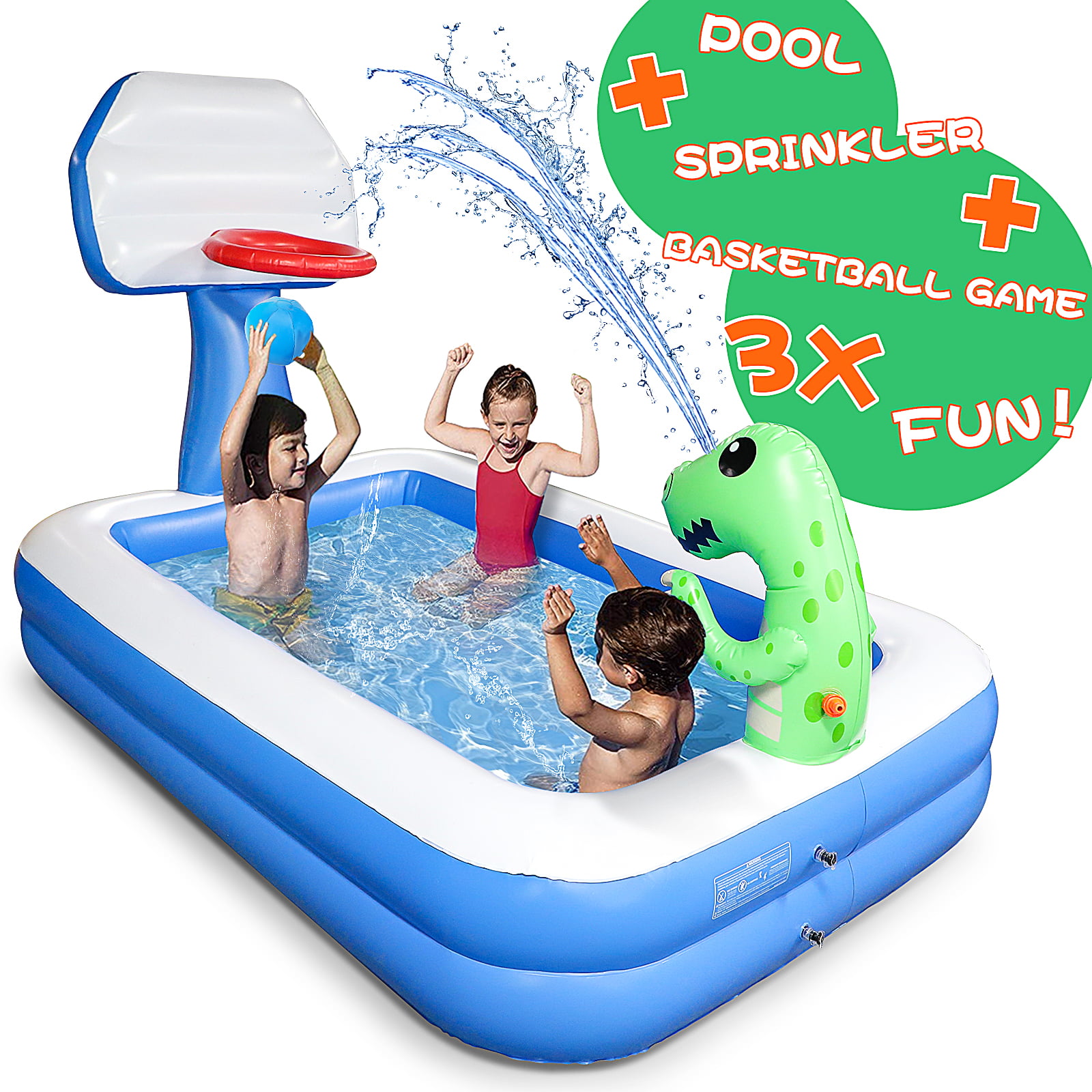 JLJLJL Splash Pad Inflatable Swimming Pool,Water Play Center with Water Slides Dinosaur Sprinklers Suitable for Kids Children Ages 3+