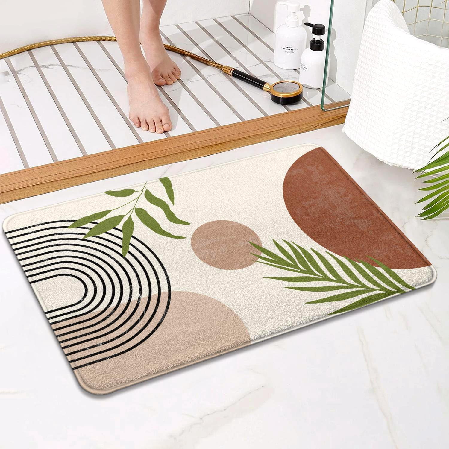 Boho Bathroom Rugs Non-Slip Small Bath Mat, Cute Bath Mat Soft Washable Aesthetic Bathmat Shower Rug for Bathtub Bedroom Kitchen