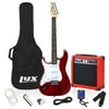 LyxPro Left Handed 39” Electric Guitar & Electric Guitar Accessories, Red