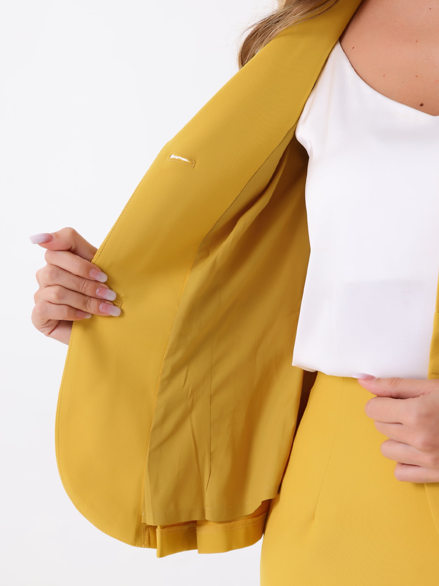 DARING DIVA Women's Peplum Blazer Pencil Skirt 2 Pcs Suit Set XL Yellow