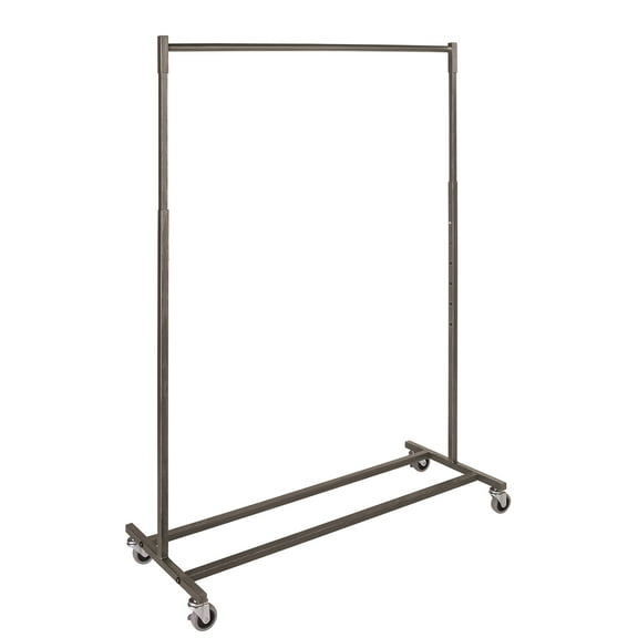 SSWBasics Boutique Raw Steel Single-Rail Rolling Rack - 48''W x 20''D x 48-66''H- Boutique