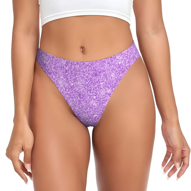 Balery Lilac Glittering Tangas de Algodón para Mujer con Estampado – Ropa Interior Sexy, Transpirable, G-string-Medium