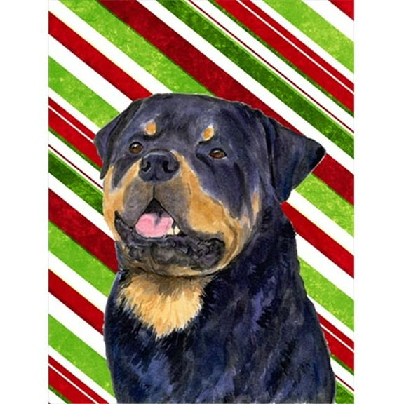 11 x 15 In. Rottweiler Candy Cane Holiday Christmas Flag, Garden Size