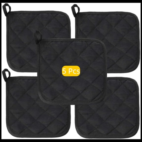 5Pcs Kitchen Pot Holders Set Heat Resistant Pure Cotton Potholders Kit Trivets Large Coasters Hot Pads Pot Holders for Everyday Cooking and Baking by 7.1 x 7.1 Inch