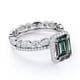 thumbnail image 3 of JeenMata Anillo de Bodas con Halo Enmarcado de 2 Quilates de Alejandrita Sintética de Corte Esmeralda y Moissanita Engastado con Alianza de Boda de Eternidad - Oro Blanco de 18 K sobre Plata, 3 of 4