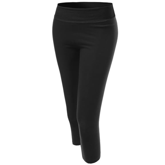 FashionOutfit Women's Basic 3/4 Solid Workout Yoga Pants