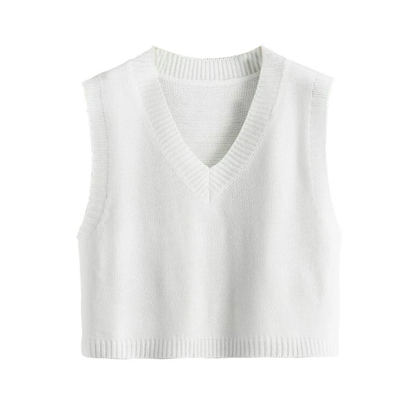 Women's Solid Basic V-Neck Sleeveless Soft Stretch Pullover Sweater Vest Top  - Walmart.com