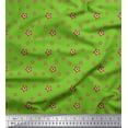 thumbnail image 1 of Soimoi Green Poly Georgette Fabric Red & Blue Star Fabric Prints By Yard 52 Inch Wide, 1 of 3