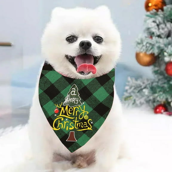 HomeKingdee Christmas Pet Bandanas - Classic Tartan Plaid Dog Scarf for Holiday Decoration, Soft Cloth Seasonal Accessory for Small Medium Large Dogs and Cats