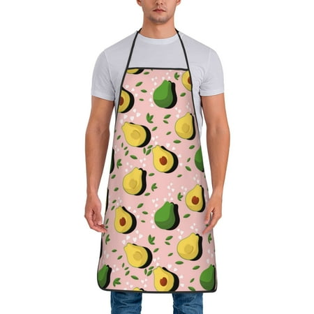 

Chef Aprons for Men and Women - Cool Avocado Pink Leaves Oil-Resistant Bib Aprons for Cooking Waterproof BBQ Grilling Kitchen Aprons Gifts for Women and Men