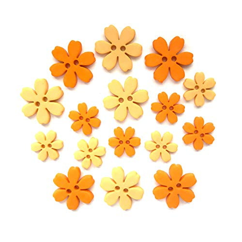 Buttons Galore Craft & Sewing Buttons - Flower Power - 48 Buttons - Marigold