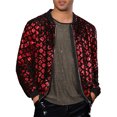thumbnail image 1 of Chaqueta de hombre INSPIRE CHIC, chaqueta de béisbol con lentejuelas de argyle, chaqueta brillante para fiesta y club, XL roja, 1 of 6