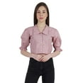 thumbnail image 1 of Moomaya Puff Sleeve Crop Top For Women Solid Button Down Collar Designer Shirt, 1 of 7
