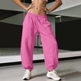 thumbnail image 4 of WQNVRNR Womens Wide Leg Pants- Casual Fashion Drawstring Elastic Waist Hot Pink Size L, 4 of 7