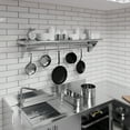 thumbnail image 4 of AmGood 12 in. X 60 in. Stainless Steel Wall Mounted Pot Rack with Shelf and 6 Double Sided Chrome Plated Hooks | NSF, 4 of 5
