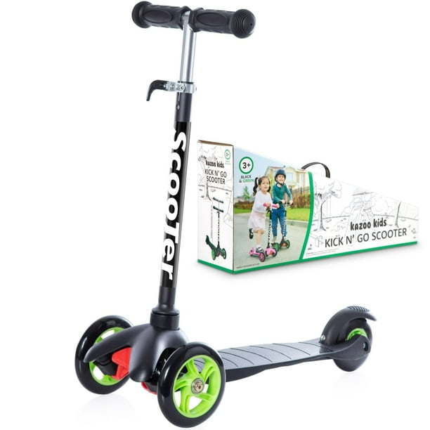 Museum opraken eindeloos Kazoo Kids 3-Wheel Kick Scooter Step for Brake Deluxe Aluminum Frame, Black  - Walmart.com