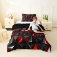 thumbnail image 3 of Manfei 3D Geometric Triangle Twin Comforter Sets, Red Black Bedding Set, Black Reversible 2 Pieces, 1 Comforter and 1 Pillowcase, 3 of 6