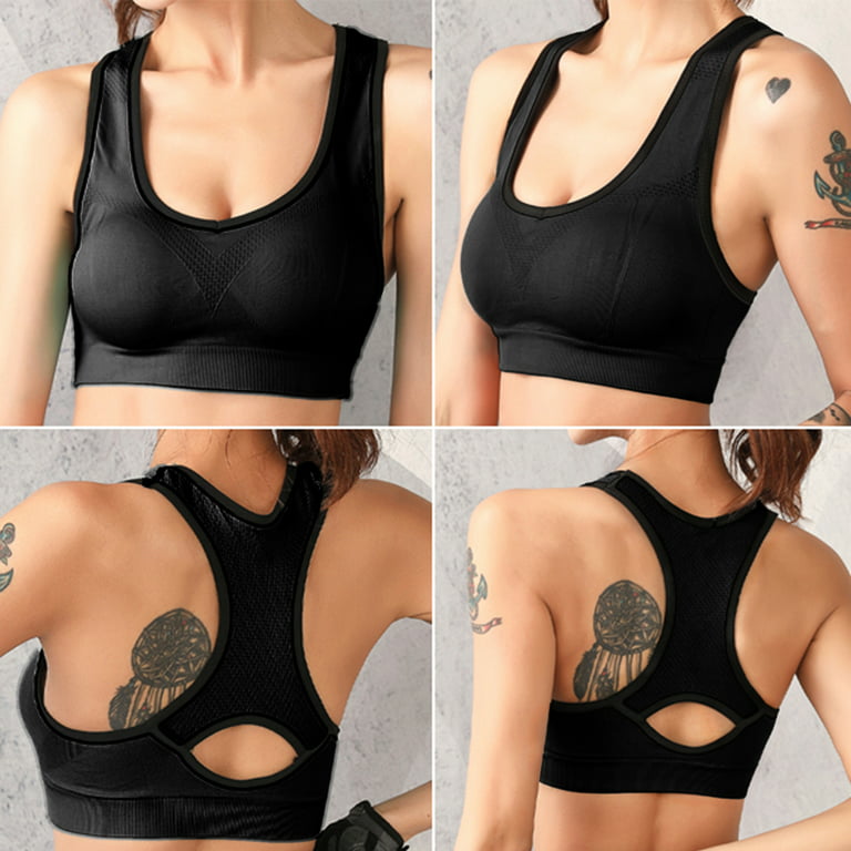 Black Racerback Sports Bras for Women, Seamless High Impact Bra with Pad  for Yoga Gym Workout Fitness, XL Size 