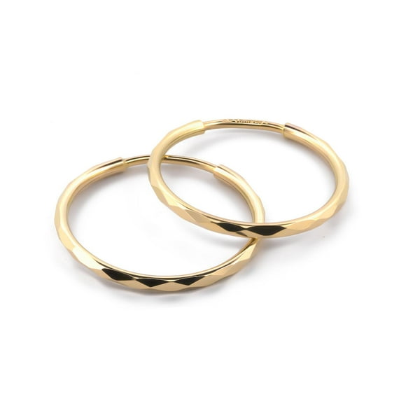 Arracadas FACETADAS Casa del Anillo EN ORO SÓLIDO 10K amarillo 1.8 cm