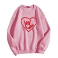 thumbnail image 1 of Gibobby Sudadera Mujer Moda Sudadera con capucha de manga larga con cuello redondo y camisa para correr con estampado de amor para parejas para mujer (Rosa, XL), 1 of 3