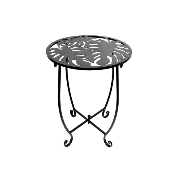 1 Pack Outdoor Side Table, 14 Inch Small Round Outdoor End Table Metal Side Table, Weather Resistant Steel Patio Side Table for Patio Yard Balcony Garden Black