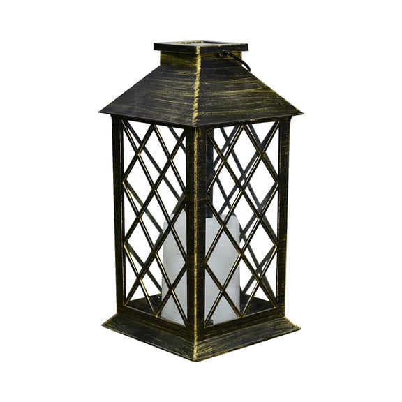 Tunhigl Solar Hanging Lantern Lights Outdoor - Vintage Metal Garden Decor with LED Illumination for Patio and Yard Decoration Brown