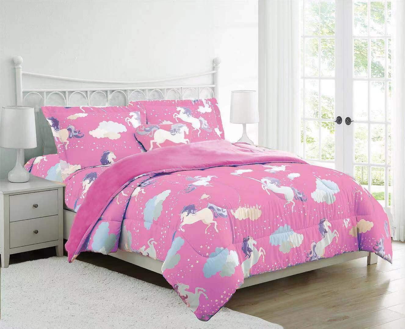 Pink/Purple Horse Comforter Set for Twin Bed 