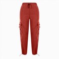 thumbnail image 4 of NOLDARES Parachute Cargo Pants Girl Elastic Waisted Quick Dry Lightweight Baggy Hiking Pants with Pockets Water Resistant(Red,10-11 Y), 4 of 7