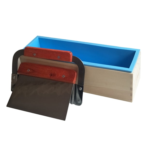 Molde de jabón de silicona con caja de madera Cortador de cuchillas de corte de Azul Zulema Cortador de molde de jabón de silicona