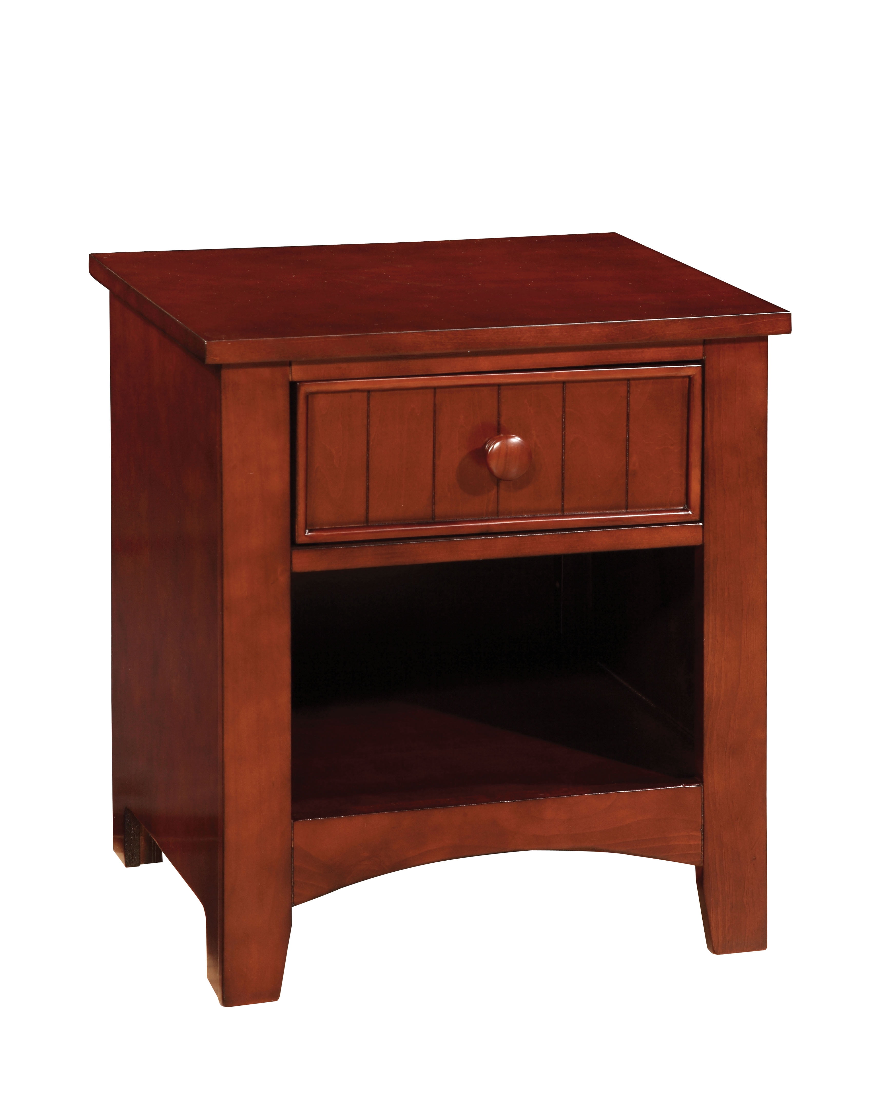 Furniture of America Geniet Nightstand with 1-Drawer, Cherry