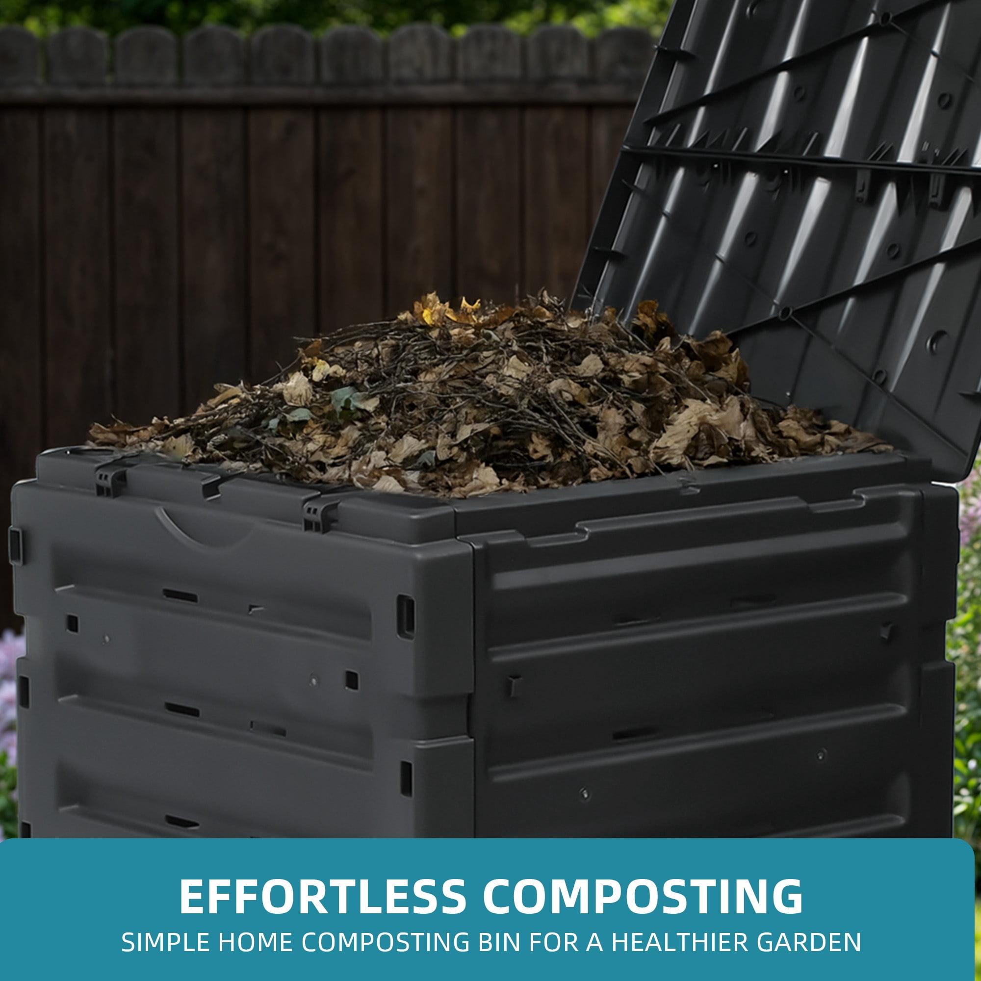 Uforic 120 Gallon Large Outdoor Compost Bin, Garden Compost Tumbler with Secure Snap-on Lid & Aeration System, Black