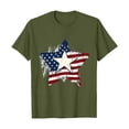thumbnail image 4 of Womens Short Sleeve T Shirts Stars and Stripes 250th Anniversary USA Print Crew Neck Summer Casual Soft Tee Tops Army Green L, 4 of 5