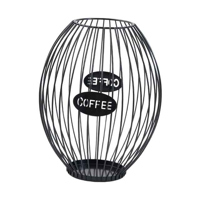 DimyFew Coffee Capsule Holder, Coffee Pod Storage Basket, Coffee Accessory Organizer with Elegant Hollow Design, Made of Iron for Kitchen, Office, Living Room L